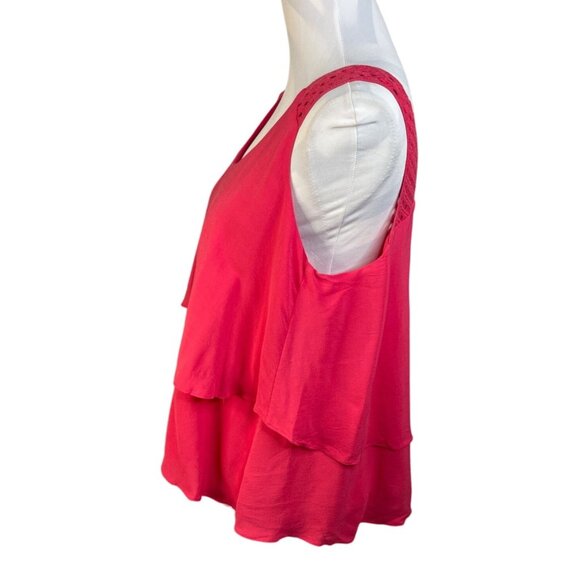 Anthropologie HD in Paris Women's Pink Short Tank Top Blouse Size 4 Tiered Lace - Picture 3 of 8